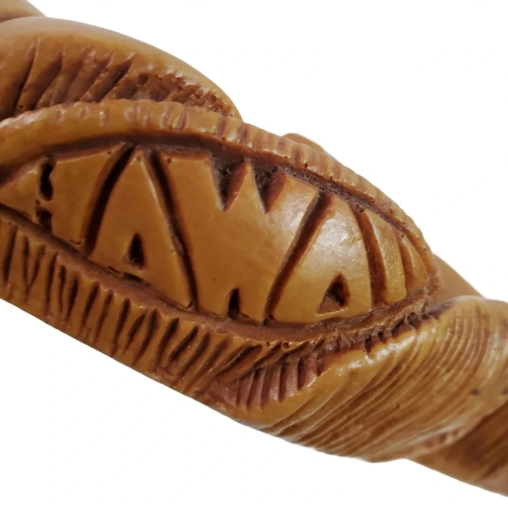 Vintage Coco Joe Hawaii Hapa-Wood Monstera Souvenir Divided Server Dish Nut Bowl